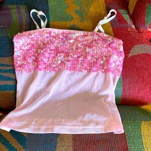 Baby pink sequin party top
